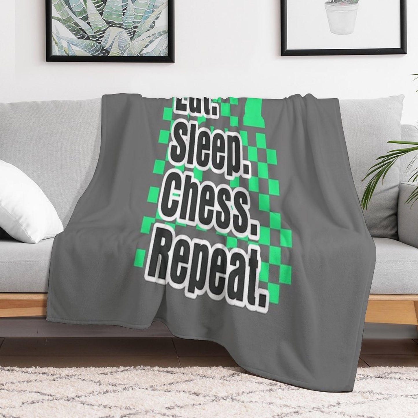 Boys Chess Eat Sleep Chess Repeat Gift Throw Blanket