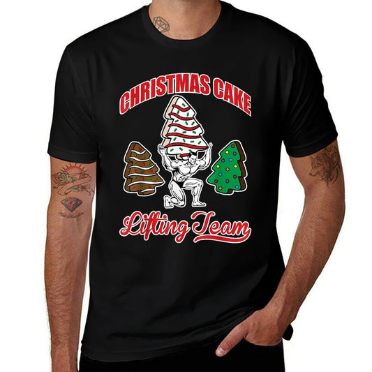 Christmas Cake Lifting Team Funny Gym Fitness Weightlifting Comfortable T-Shirt