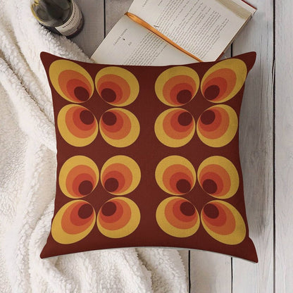 70s Graphic Linen Throw Pillow Cover