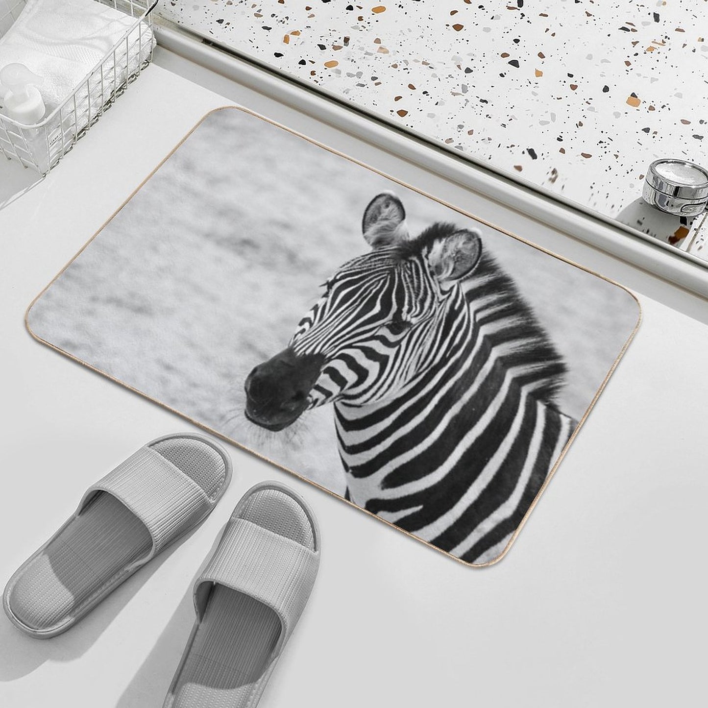Zebra in Mono Bath Mat