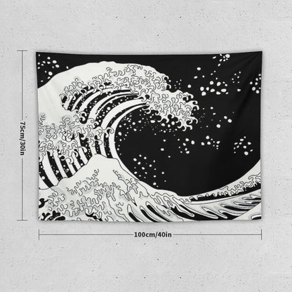 Black And White Great Wave Tapestry
