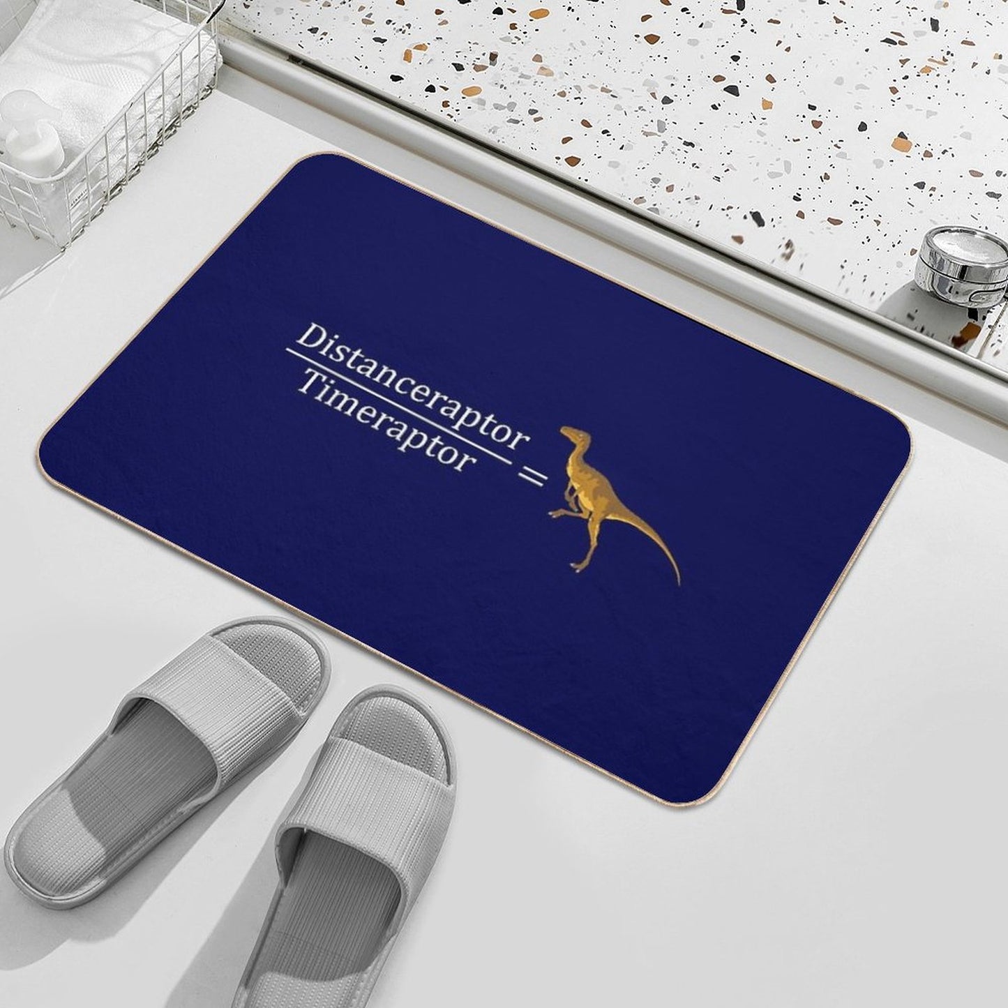 Velociraptor Math - Funny Dinosaur Velocity Formula Bath Mat