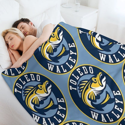 TOLEDO WALLEYE Hockey Logo1 Throw Blanket