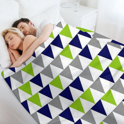 Arrows Lime Green,  Bright Navy Blue, Grey, And White Geometric Pattern Throw Blanket