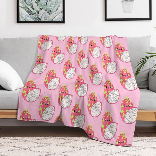 Happy Dragon Fruit Throw Blanket
