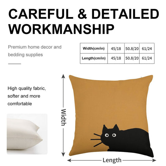 Black Cat(s) Linen Throw Pillow Cover