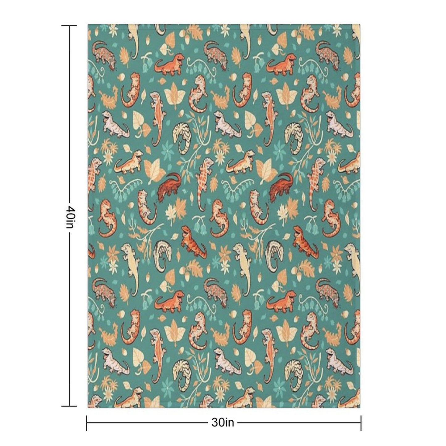 Autumn Geckos in Green Throw Blanket
