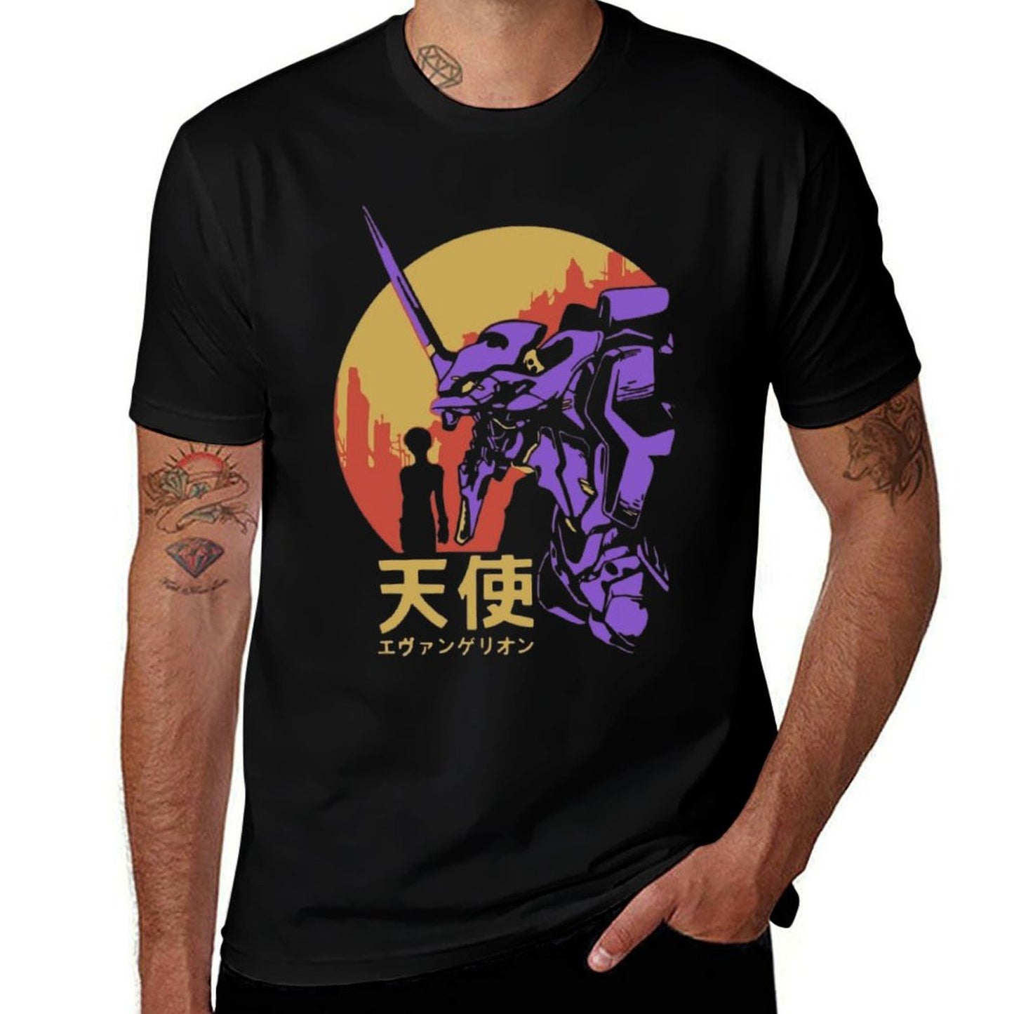 Neon Genesis Evangelion Retro Vintage  Graphic-printed T-Shirt