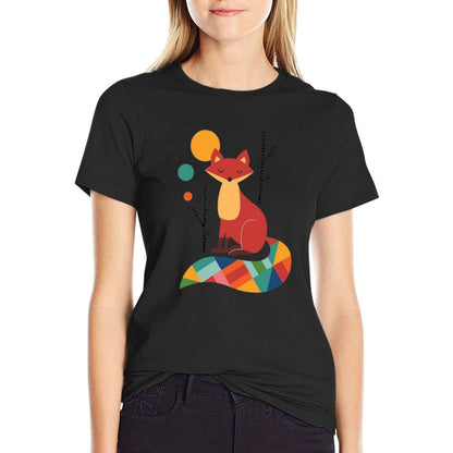 Rainbow Fox  Rolled Sleeves T-Shirt