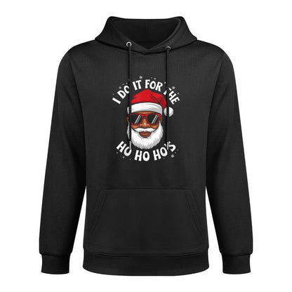 I Do It For The Hos Funny African American Santa Christmas Moisture-Wicking Hoodie