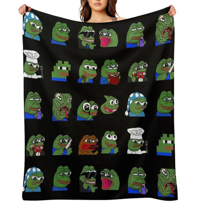 Pepe Peepo Variety Set (16 Pepes Edition) Throw Blanket