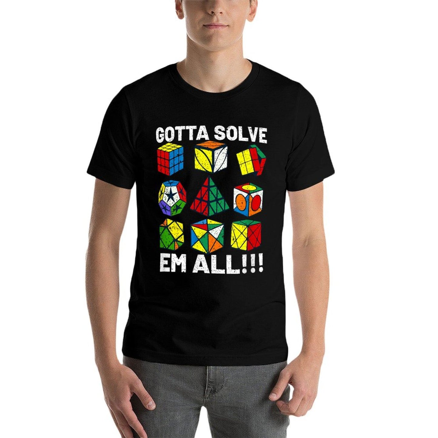 Competitive Puzzle Cube Gotta Solve Em All Speed Cubing  Cotton T-Shirt