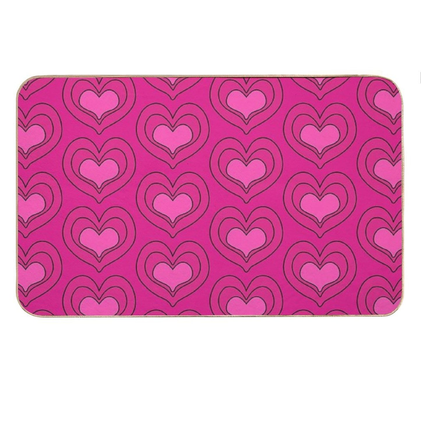 Heart Pattern Pink Magenta And Black Bath Mat