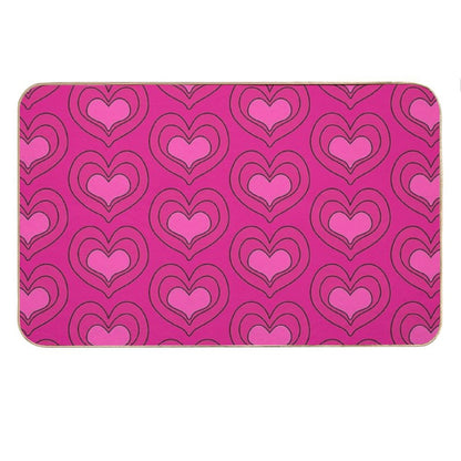 Heart Pattern Pink Magenta And Black Bath Mat