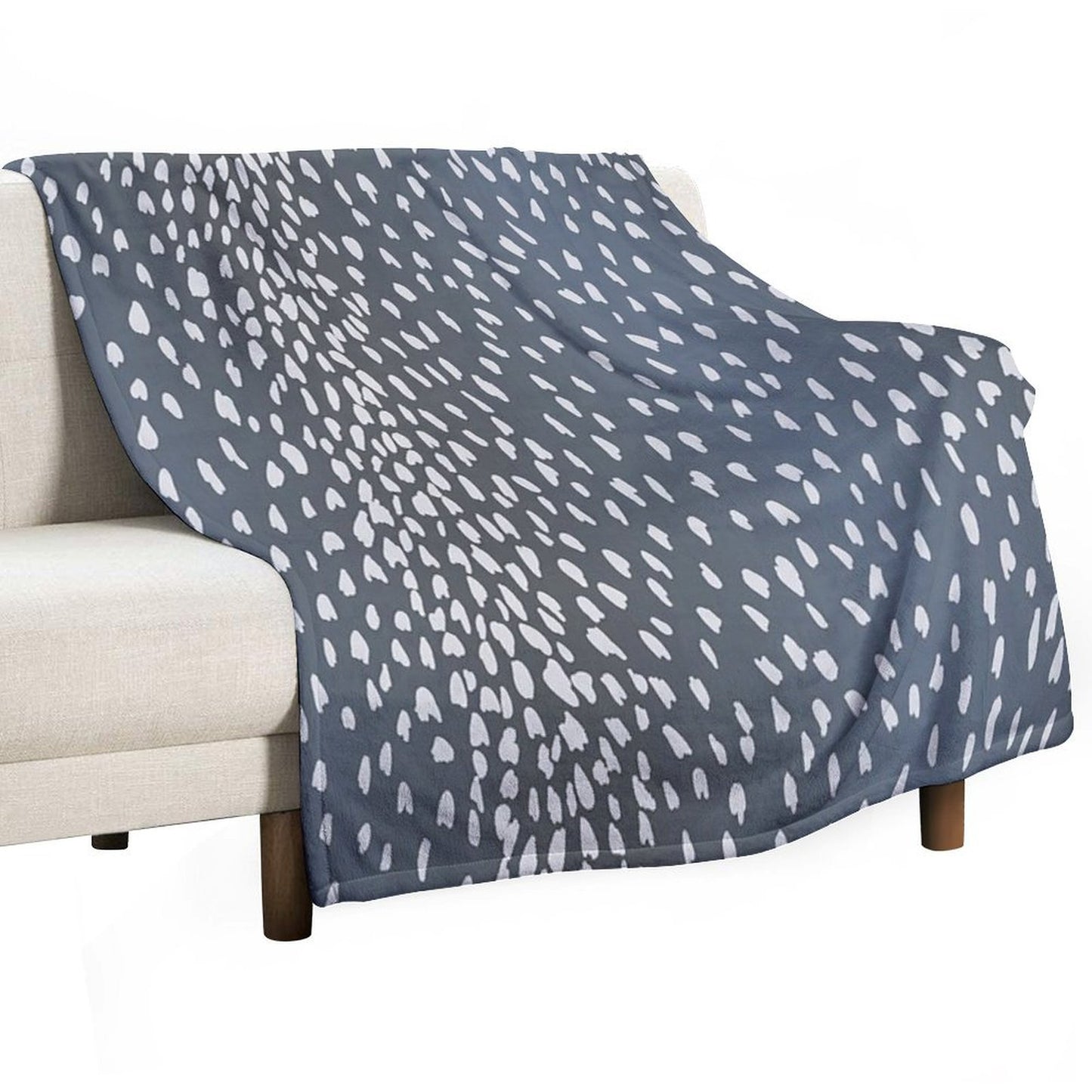 Navy Blue Denim Antelope Fawn Print Throw Blanket