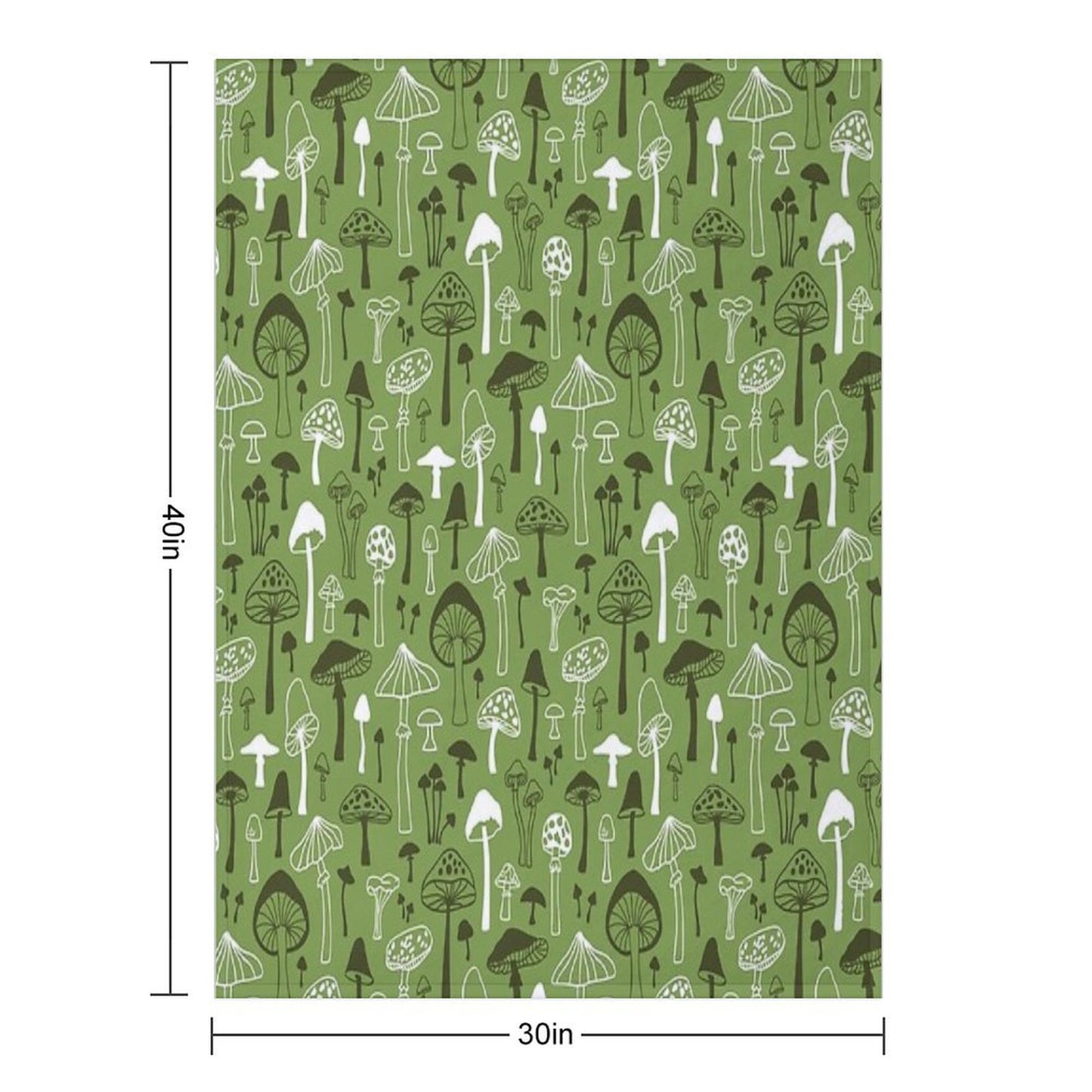 Mushrooms in Green Throw Blanket