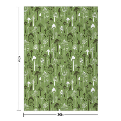 Mushrooms in Green Throw Blanket