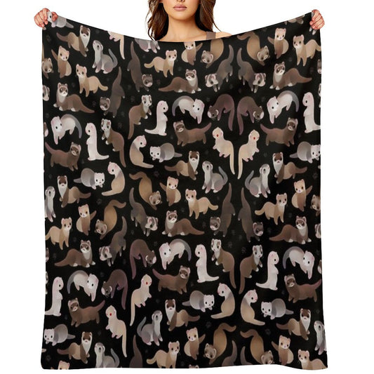 Ferret - Dark Throw Blanket