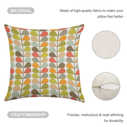 Retro 60s Midcentury Modern Pattern Linen Throw Pillow Cover
