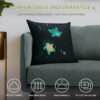 Space Turtles Soft Gift Ready Throw Pillow