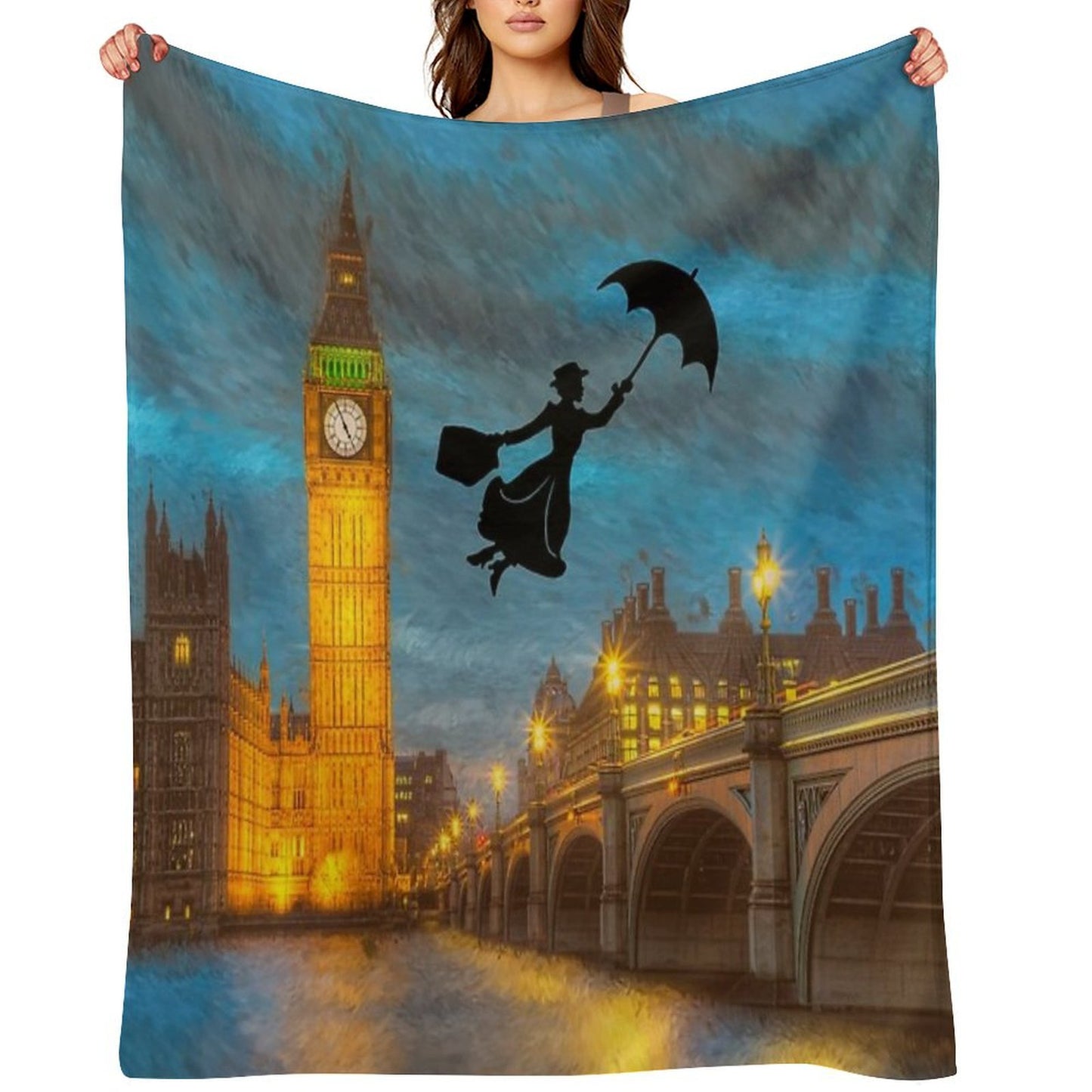 Magical Nanny Over London Throw Blanket