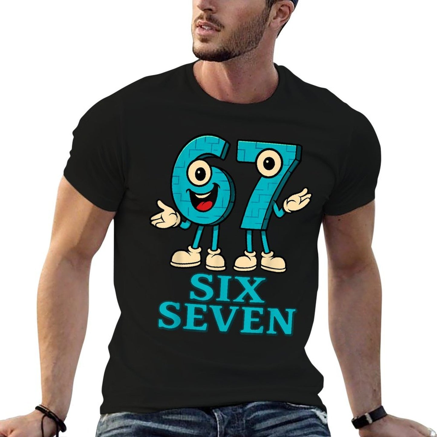 67 Six Seven 6-7 - Funny Italian Brainrot Kids Gaming Meme  Heathered Texture T-Shirt