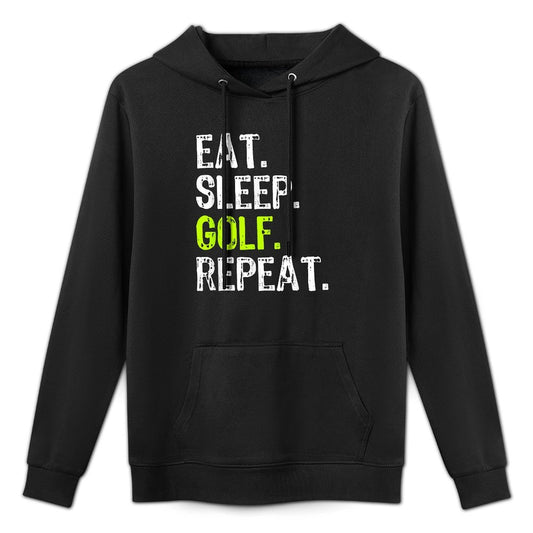 Eat Sleep Golf Repeat Golfer Golfing Funny Shrink-Resistant Hoodie