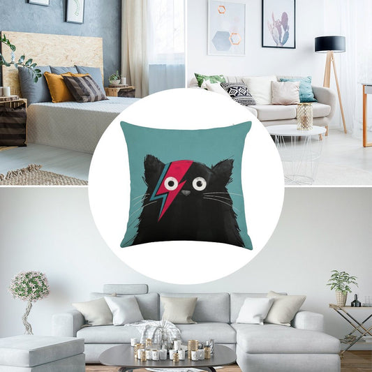 Cat Bowie Linen Throw Pillow Cover