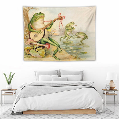 FROG STRUMMING  Vintage Abstract Entertainment Print Tapestry