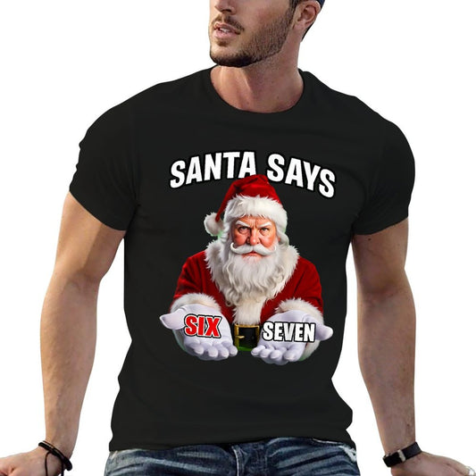 Santa Says Six Seven Funny 67 Christmas Holiday Party  Oversized Silhouette T-Shirt