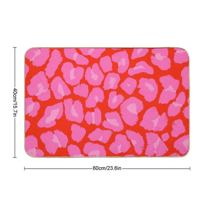 Textured Red And Pink Leopard Print Bath Mat
