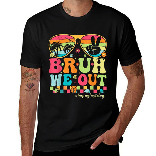 Bruh We Out Teachers Happy Last Day Of School Groovy  Vintage-inspired T-Shirt