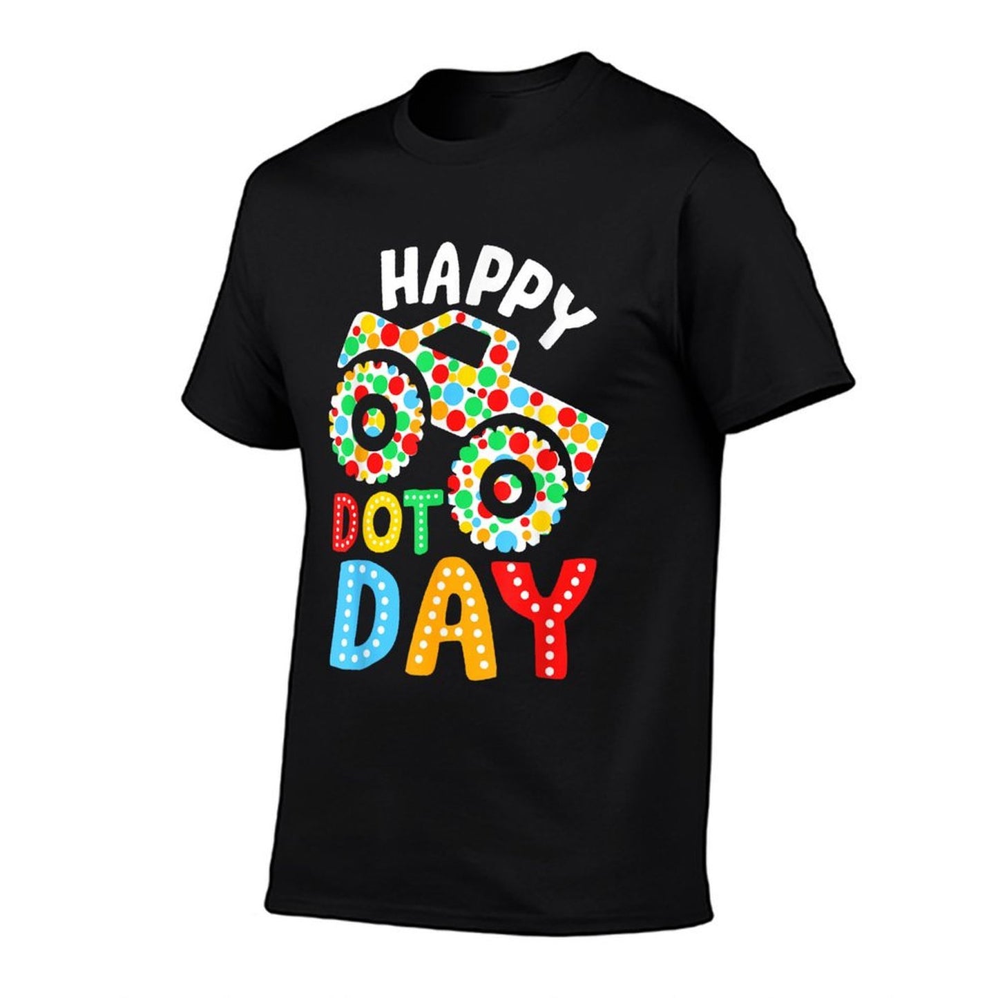 Happy Dot Day Monster Truck Polka Dotted Boys Kids  Summer-ready Fabric T-Shirt