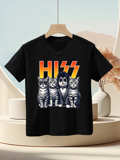 Cute Hiss Cats Rock Kittens Kitty Rocking Music Cat Lovers Kids T-Shirt