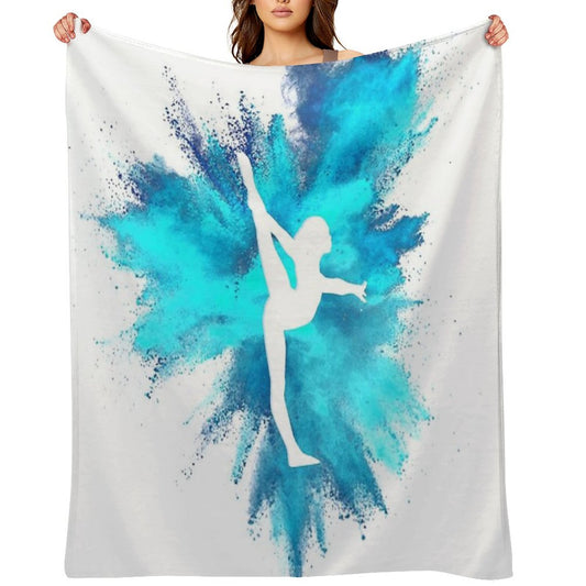 Gymnast Silhouette - Blue Explosion Throw Blanket