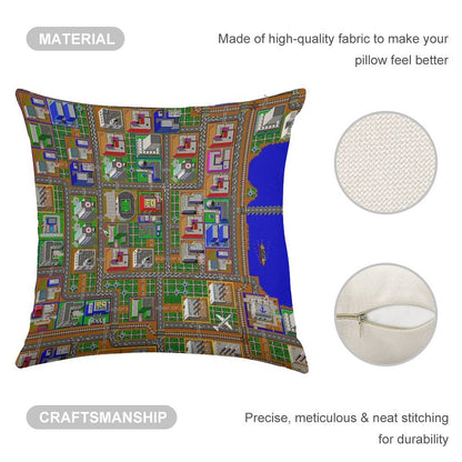 SimCity 1 No Logo Sim City Zoom - HD Linen Throw Pillow Cover
