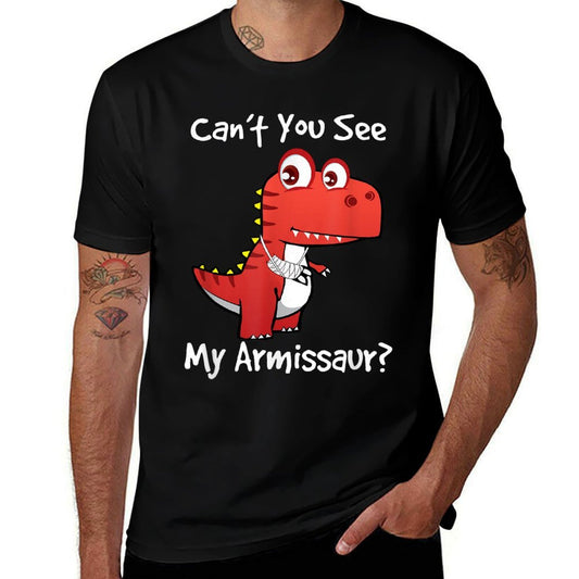 Funny Get Well Broken Arm Dinosaur with A Cast My Armissaur  Heathered Texture T-Shirt
