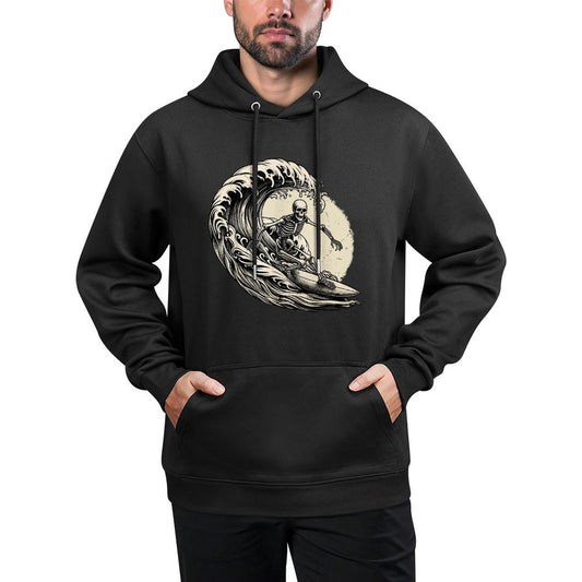Skeleton Surfer Vintage Big Wave Surfing Funny Halloween Durable Construction Hoodie