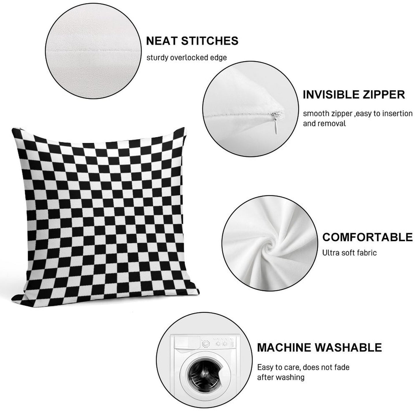 Chequered Flag Checkered Racing Car Winner Bedspread Duvet Phone Case Soft Fade-Resistant Throw Pillow