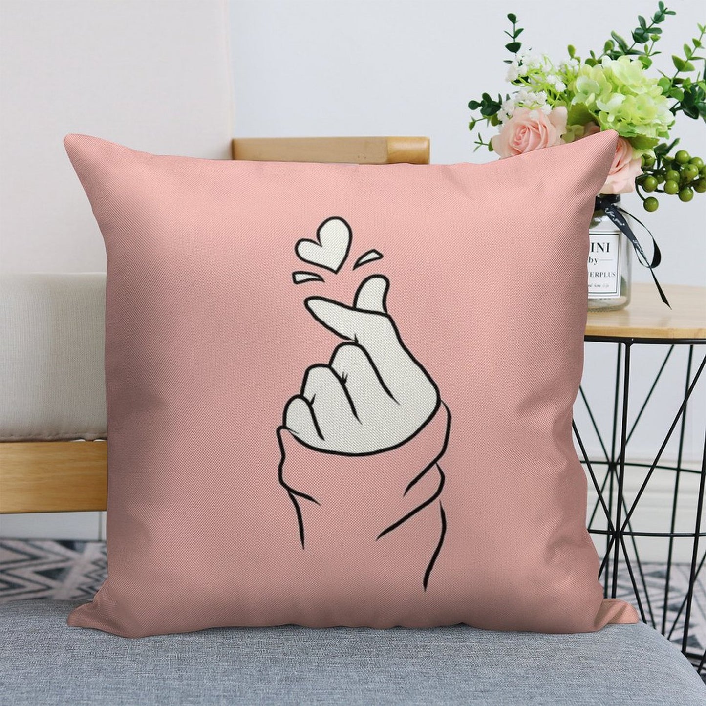 Cute Heart~ Linen Throw Pillow Cover