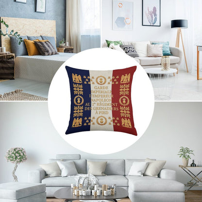 Napoleonic French 1er Garde Imperiale Flag Linen Throw Pillow Cover