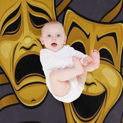 Gold Comedy And Tragedy Theater Masks Throw Blanket