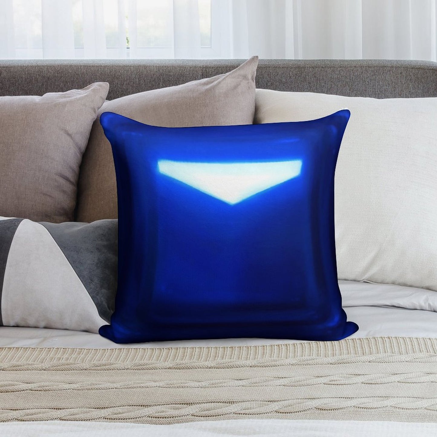 Beat Saber Blue Block Throw Pillow Cover Soft High-Density Material Throw Pillow