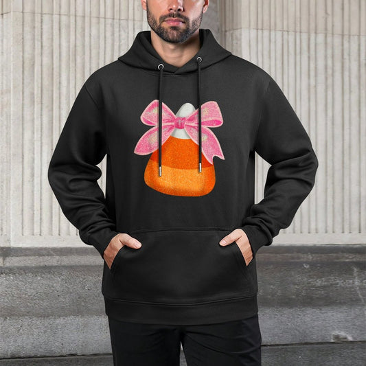 Coquette Bow Candy Corn Women Girls Kids Halloween Costume Kangaroo Pocket Hoodie