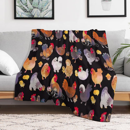 Chicken And Chick - Dark Throw Blanket