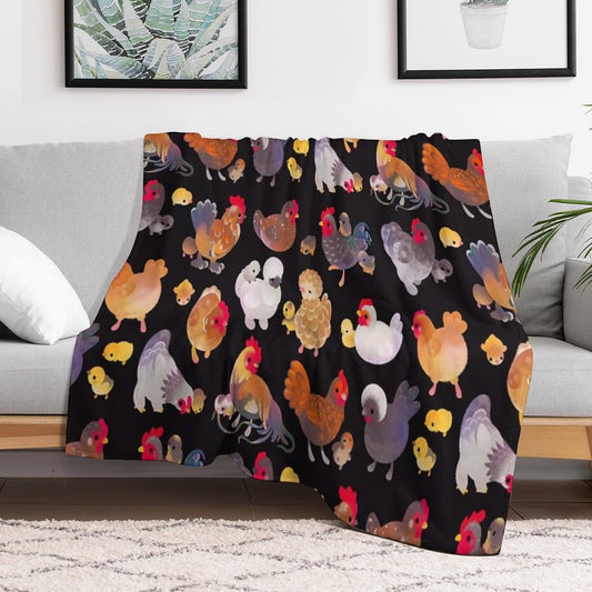 Chicken And Chick - Dark Throw Blanket