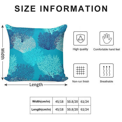 Fan Coral Print, Turquoise, Aqua And Cobalt Blue Soft Durable Construction Throw Pillow