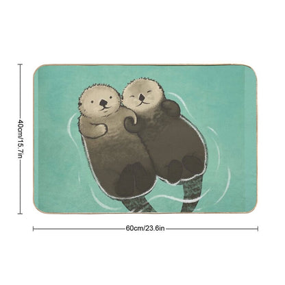 Significant Otters - Otters Holding Hands Bath Mat
