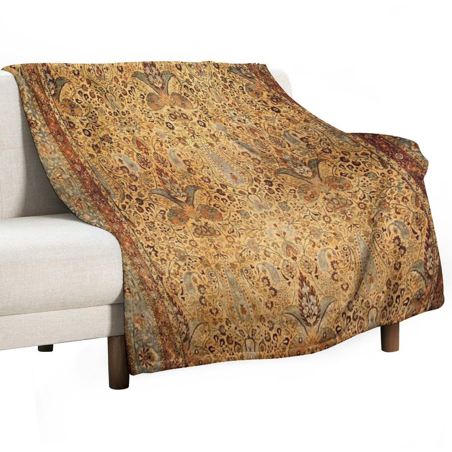 Antique Persian Khorassan Rug Print Throw Blanket