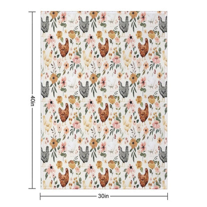 Watercolor Chicken Floral, Charlotte Floral Collection Throw Blanket